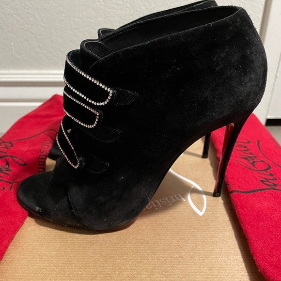 Christian Louboutin Black Strappy Heels with Silver Accents - Picture 3 of 6